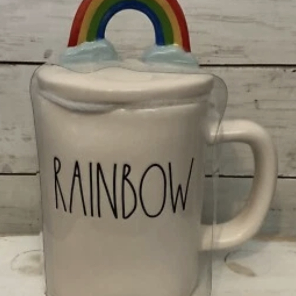 Rae Dunn "Rainbow" Ceramic Mug with Lid